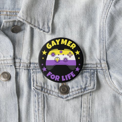Nonbinary Gaymer For Life Video Game Controller Button