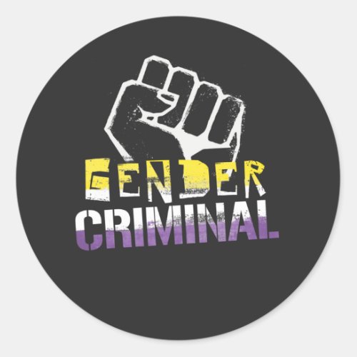 Nonbinary Gender Criminal Classic Round Sticker