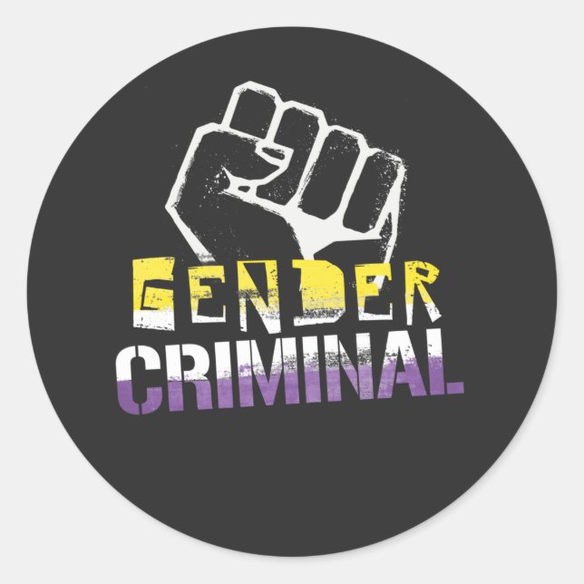 Nonbinary Gender Criminal Classic Round Sticker (Front)