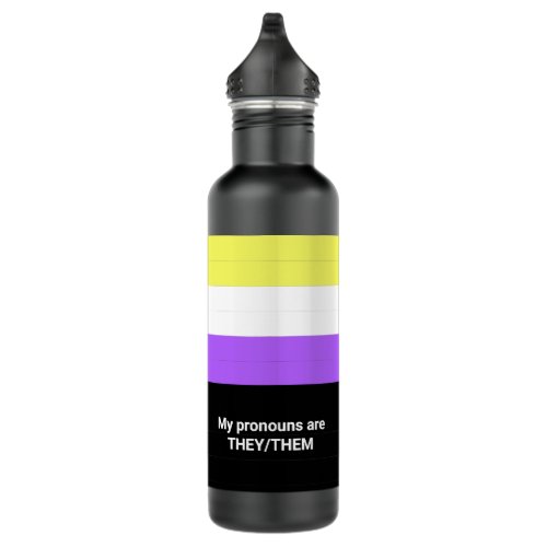 Nonbinary Gender Flag LGBT Name Pronouns They Them Stainless Steel Water Bottle