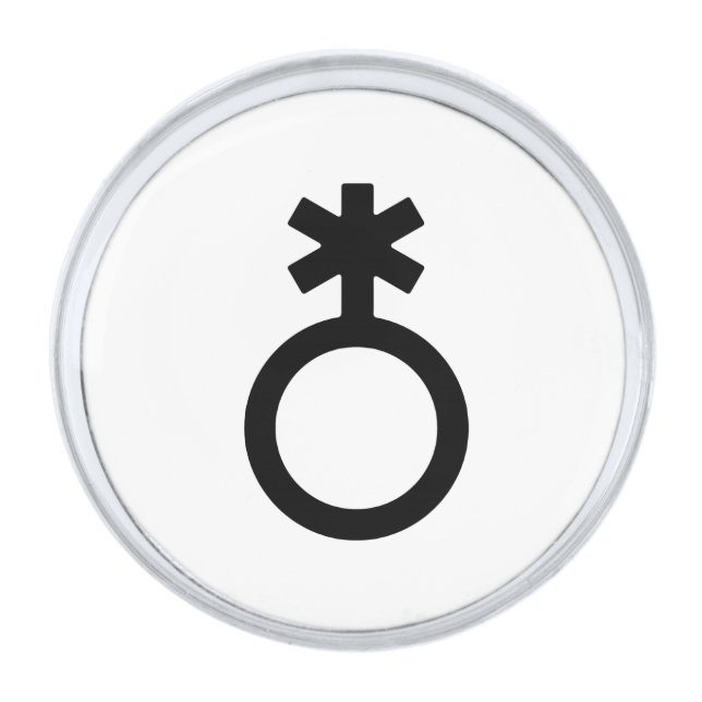 Nonbinary Gender Symbol Silver Finish Lapel Pin (Front)