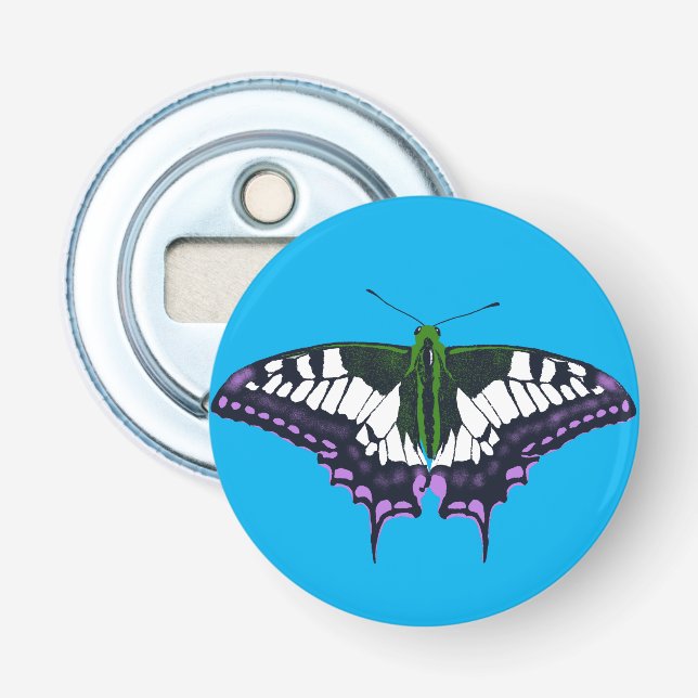 Nonbinary Genderqueer Pride Swallowtail Butterfly Bottle Opener (Front)