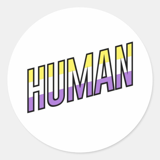 Nonbinary Human Classic Round Sticker (Front)