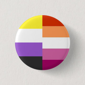 Nonbinary Lesbian 50-50% (both) flag mashup Button