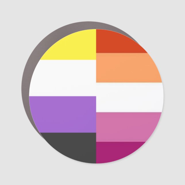 Nonbinary Lesbian 50-50% (both) flag mashup Car Magnet (Front)