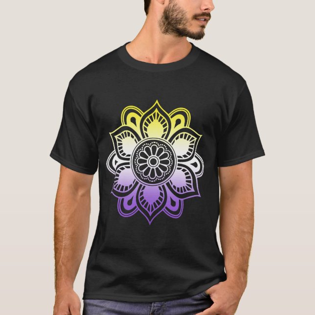 Nonbinary LGBTQ Subtle Yoga Mandala Enby NB LGBT T-Shirt (Front)