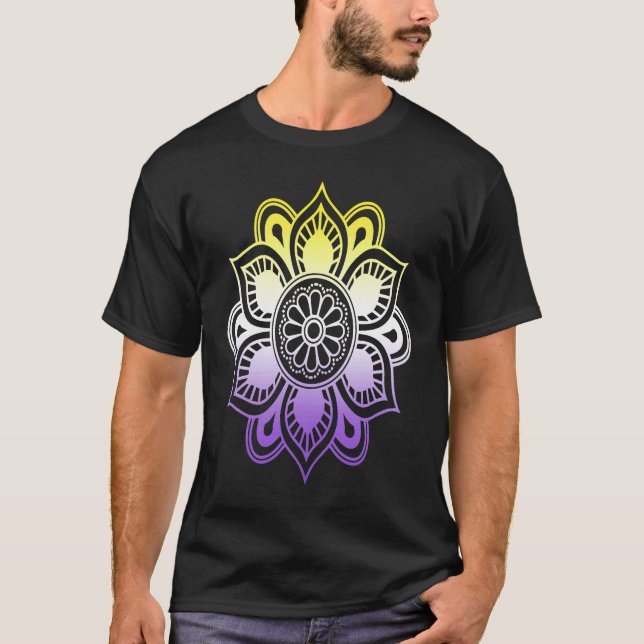 Nonbinary LGBTQ Subtle Yoga Mandala Enby NB LGBT T-Shirt (Front)