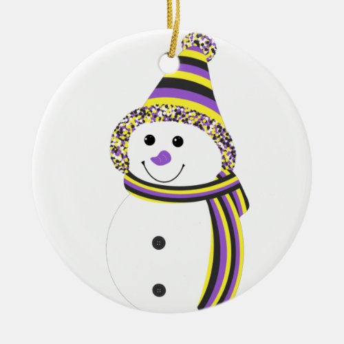 Nonbinary NB Pride Snowman Snowperson Ceramic Ornament