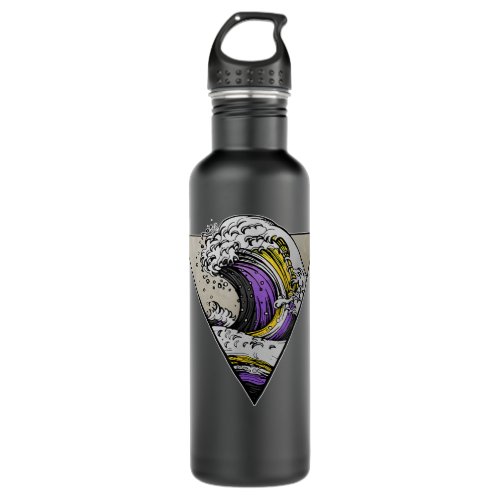 Nonbinary Ocean Wave Enby Pride Flag LGBT Transgen Stainless Steel Water Bottle