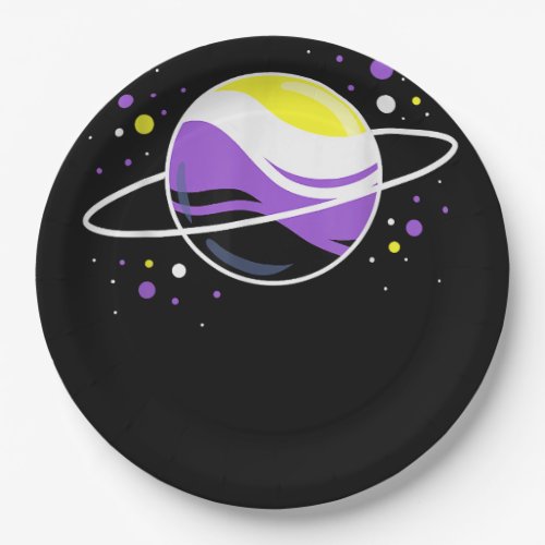 Nonbinary Outer Space Planet Nonbinary Pride Paper Plates