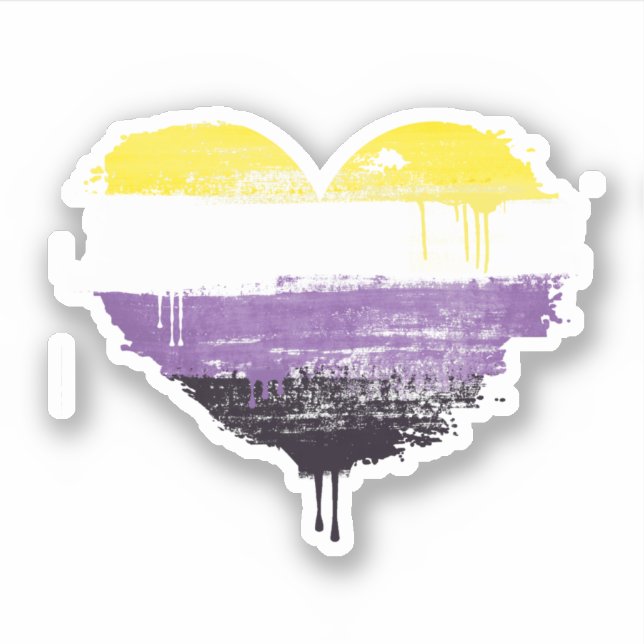Nonbinary Painted Heart Sticker (Front)
