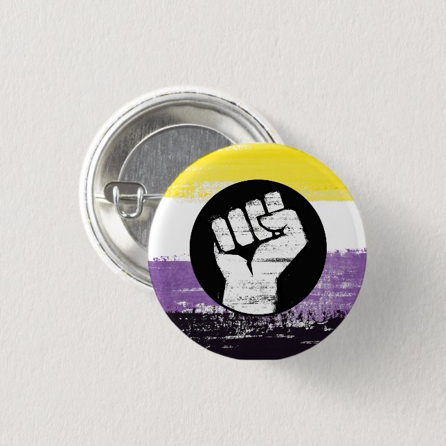 Nonbinary Painted Protest Flag Button (Front & Back)