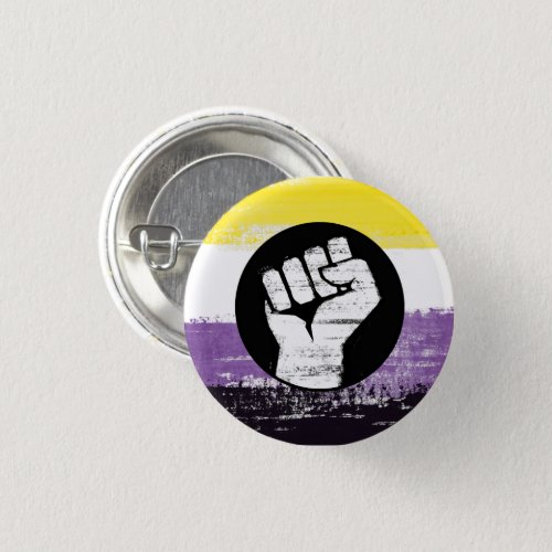 Nonbinary Painted Protest Flag Button