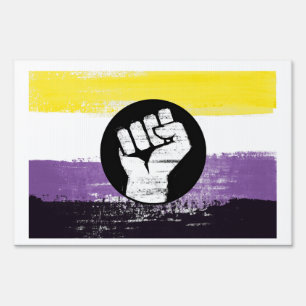 Nonbinary Painted Protest Flag Sign