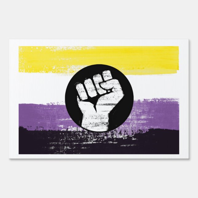 Nonbinary Painted Protest Flag Sign (Front)