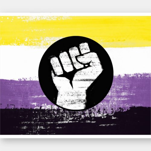 Nonbinary Painted Protest Flag Sticker