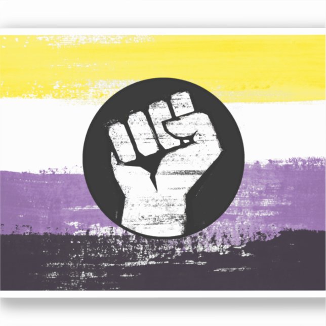Nonbinary Painted Protest Flag Sticker (Front)
