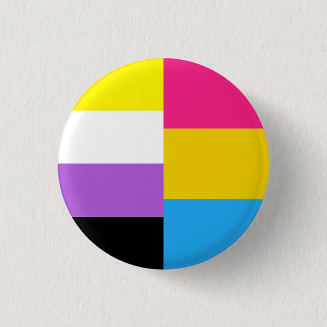 Nonbinary Pansexual Dual Pride Flag Button (Front)