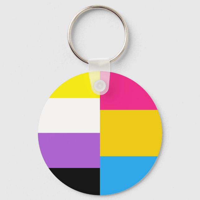 Nonbinary Pansexual Dual Pride Flag Keychain (Front)