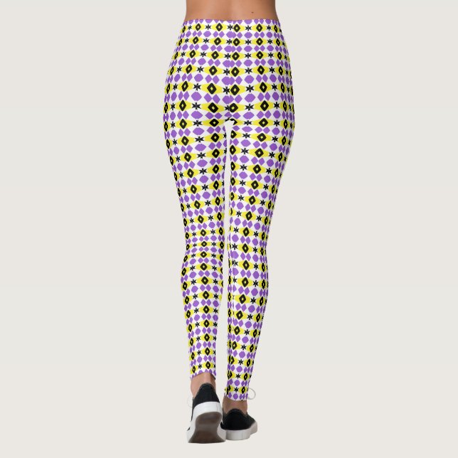 nonbinary pattern white basic C Leggings (Back)