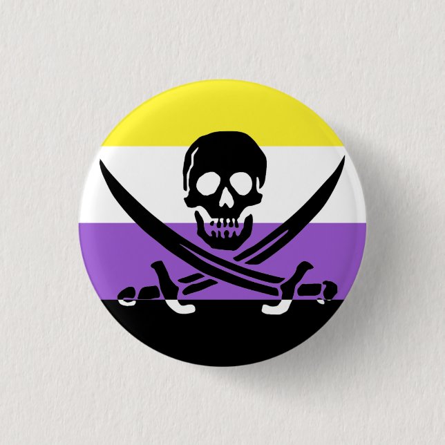 Nonbinary Pirate Pride Flag Button (Front)