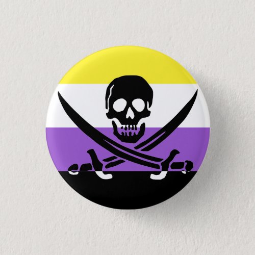 Nonbinary Pirate Pride Flag Button
