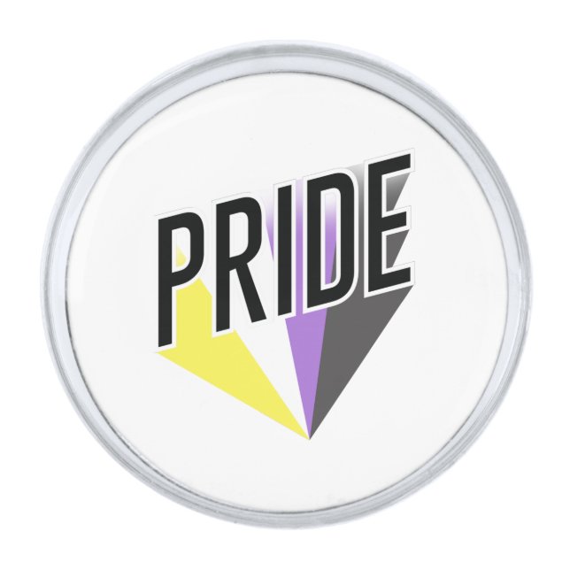 Nonbinary Pride Burst Silver Finish Lapel Pin (Front)