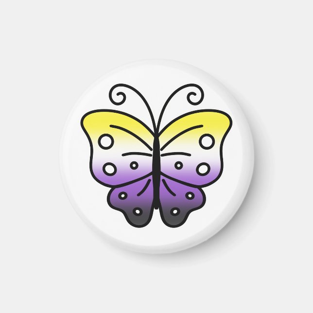 Nonbinary Pride Butterfly Magnet (Front)