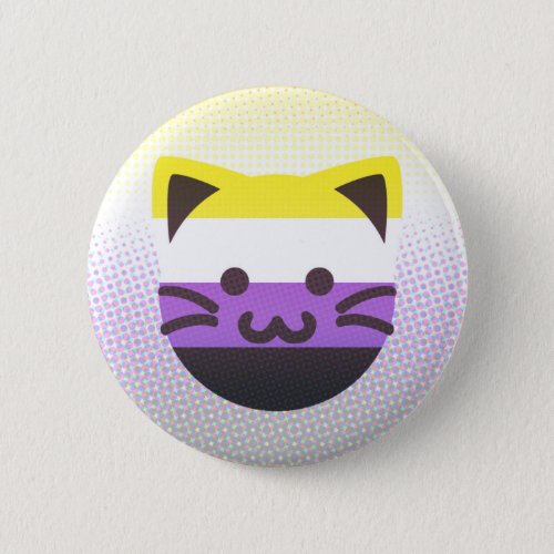 nonbinary pride cat button