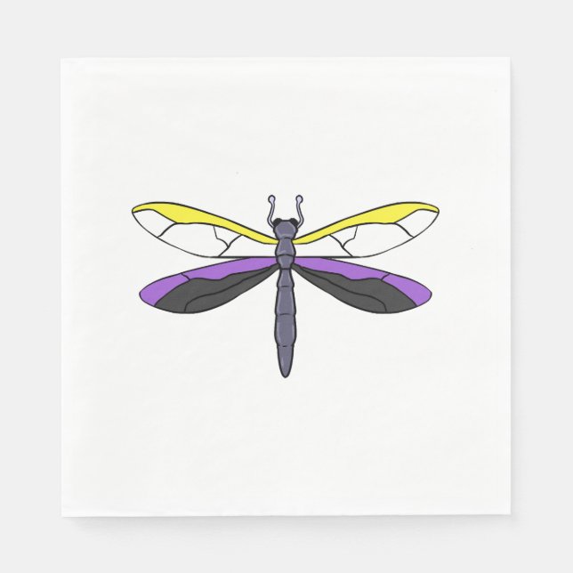 Nonbinary Pride Dragonfly Napkins (Front)