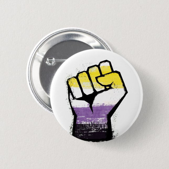 Nonbinary Pride Fist Button (Front & Back)