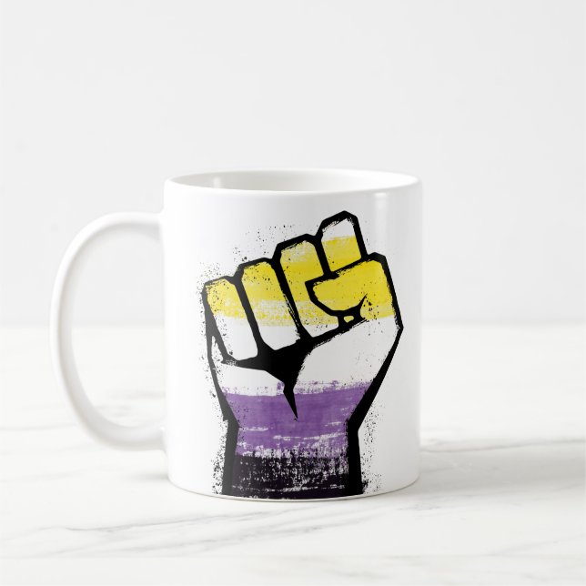 Nonbinary Pride Fist Coffee Mug (Left)