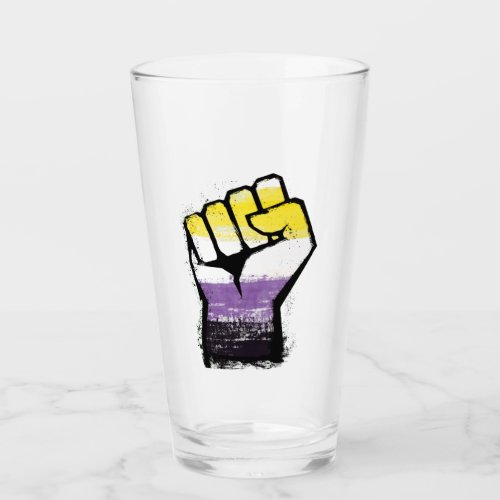 Nonbinary Pride Fist Glass