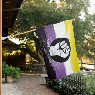 Nonbinary Pride Fist House Flag