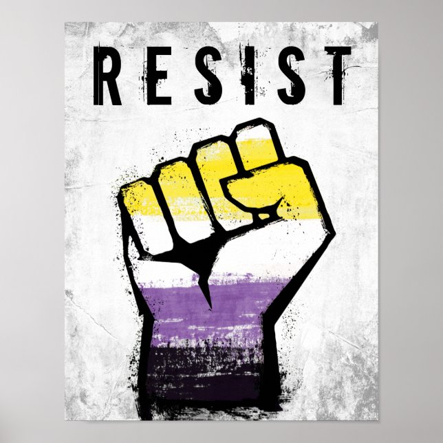 Nonbinary Pride Fist Poster (Front)