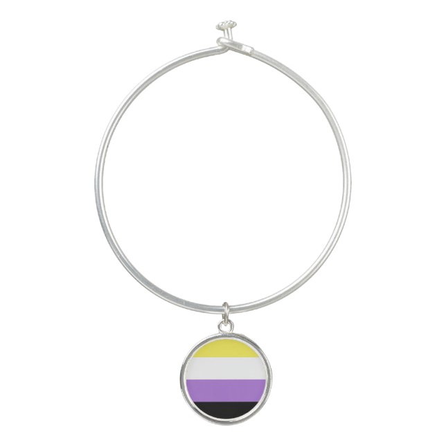 Nonbinary Pride Flag Bangle Bracelet (Front)