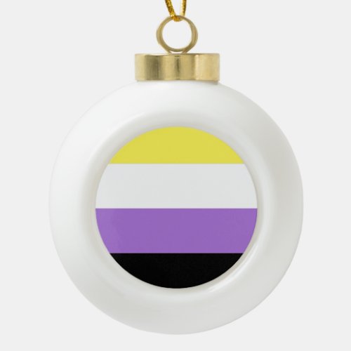 Nonbinary Pride Flag Ceramic Ball Christmas Ornament