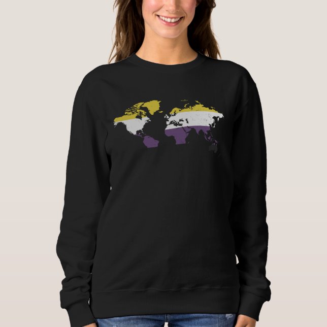 Nonbinary Pride Flag Global Love Sweatshirt (Front)