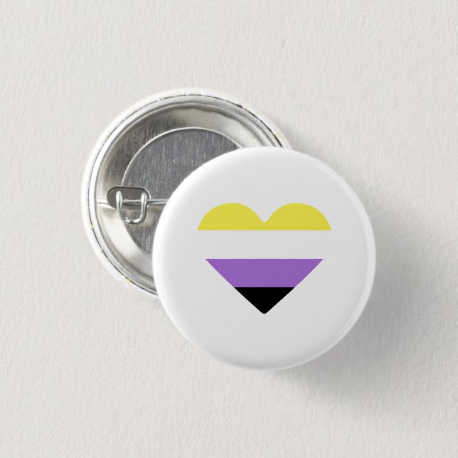 Nonbinary Pride Flag Heart Button (Front & Back)