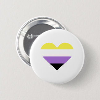 Nonbinary Pride Flag Heart Button