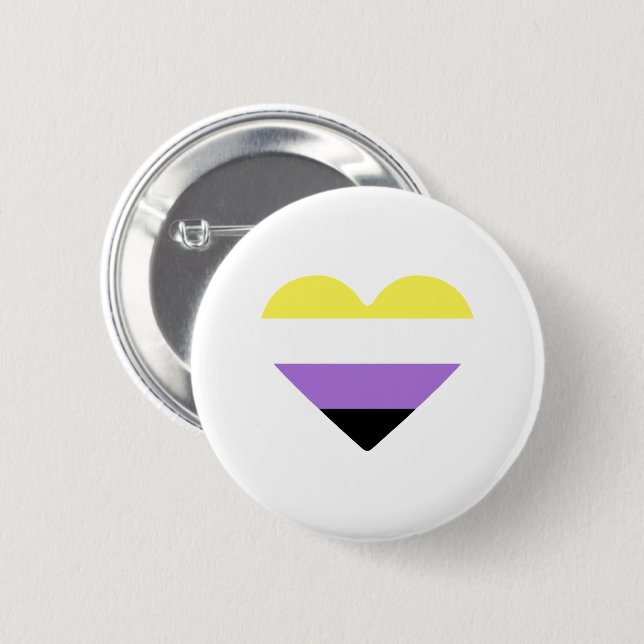 Nonbinary Pride Flag Heart Button (Front & Back)