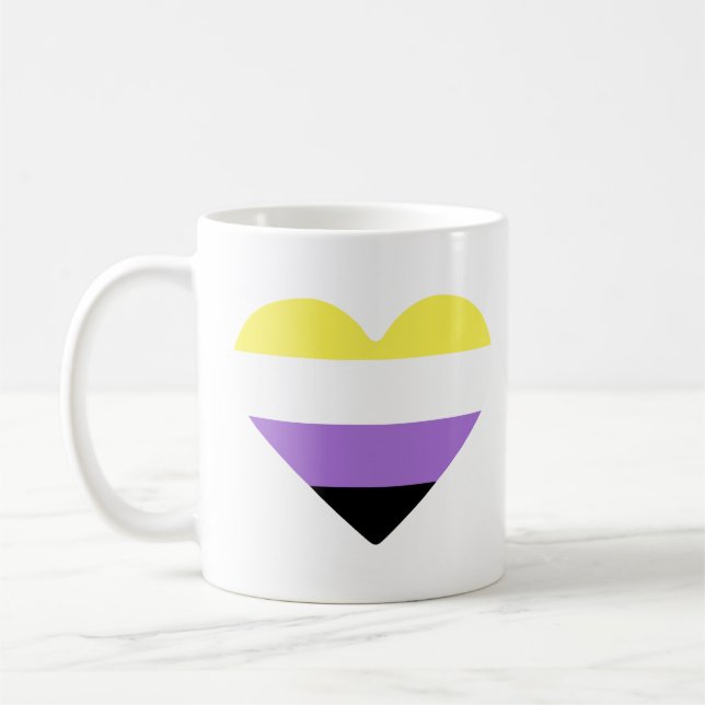 Nonbinary Pride Flag Heart Coffee Mug (Left)