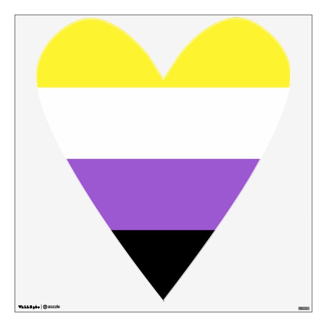 Nonbinary Pride Flag Heart Shaped Wall Decal (Front)