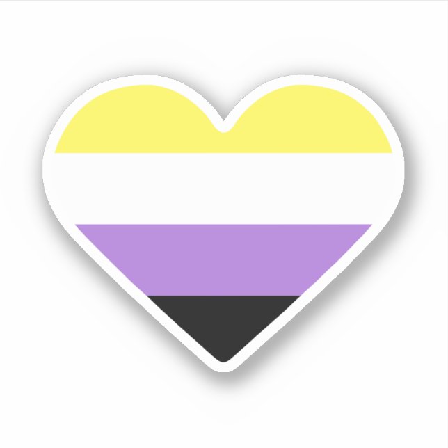 Nonbinary Pride Flag Heart Sticker (Front)
