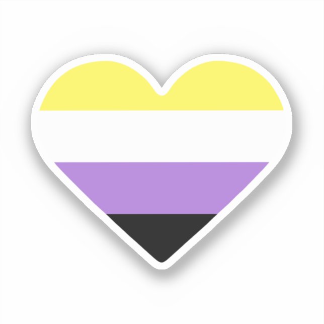 Nonbinary Pride Flag Heart Sticker (Front)