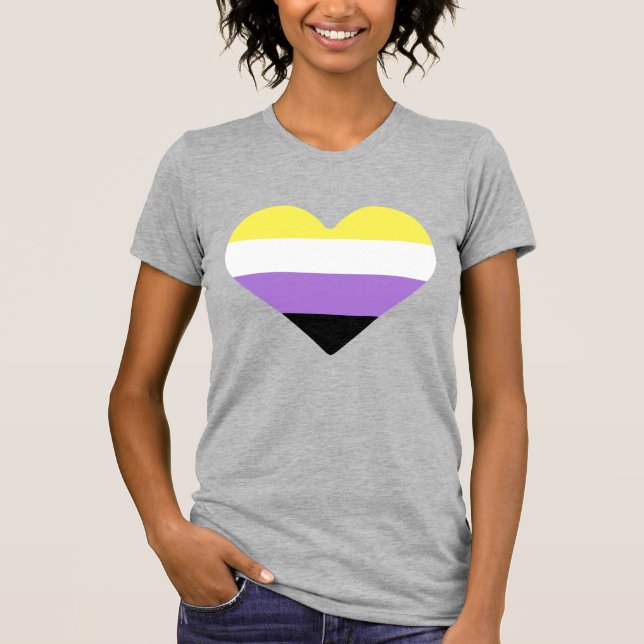Nonbinary Pride Flag Heart T-Shirt (Front)