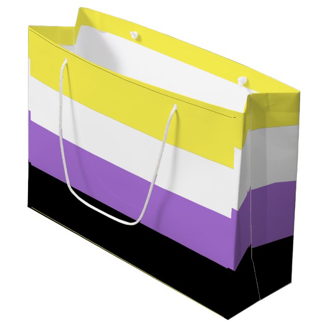Nonbinary Pride Flag Large Gift Bag (Front Angled)