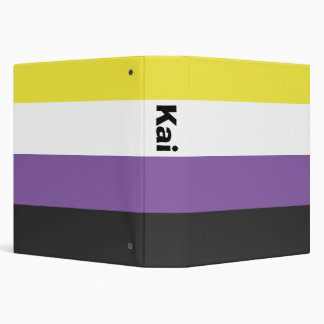 Nonbinary Pride Flag Name or Monogram 3 Ring Binder