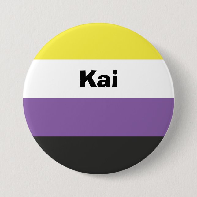 Nonbinary Pride Flag Name or Monogram Button (Front)