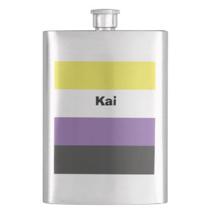 Nonbinary Pride Flag Name or Monogram Flask